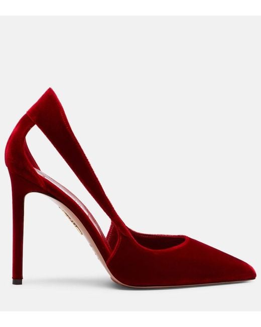 Aquazzura Red Dangerous Liaisons 105 Velvet Pumps