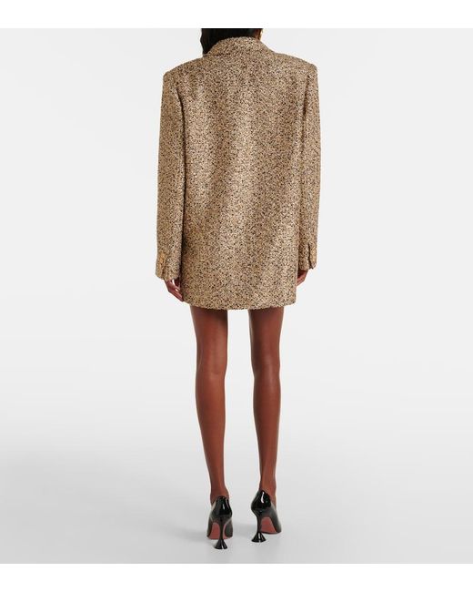 Alessandra Rich Brown Oversized Tweed Lame Blazer