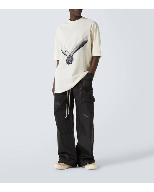 Rick Owens Bedrucktes T-Shirt Jumbo Aus Baumwoll-Jersey in Natural für Herren