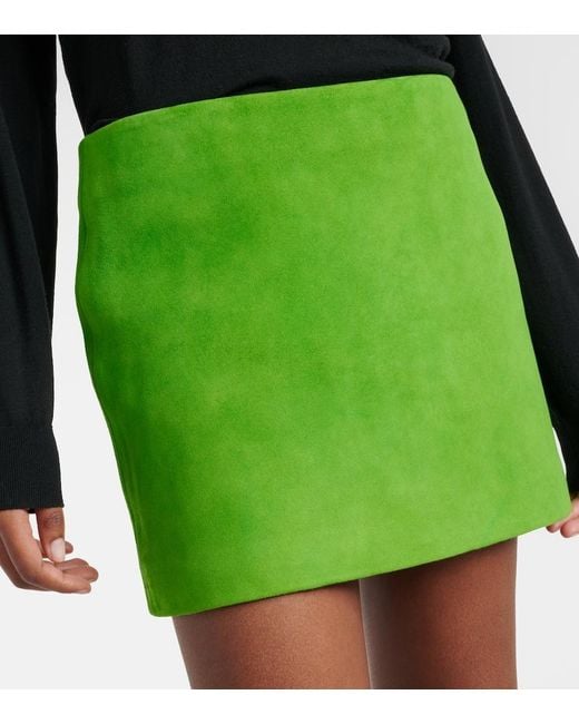 Staud Green Crest Suede Miniskirt