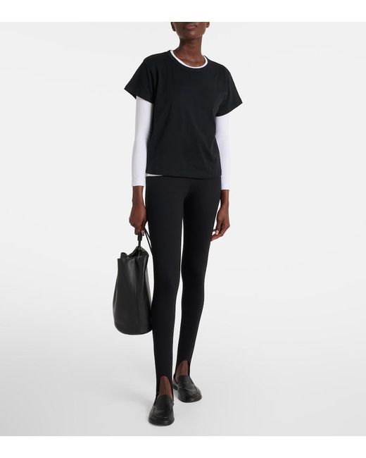 Leset Black Rio Jersey Stirrup Leggings