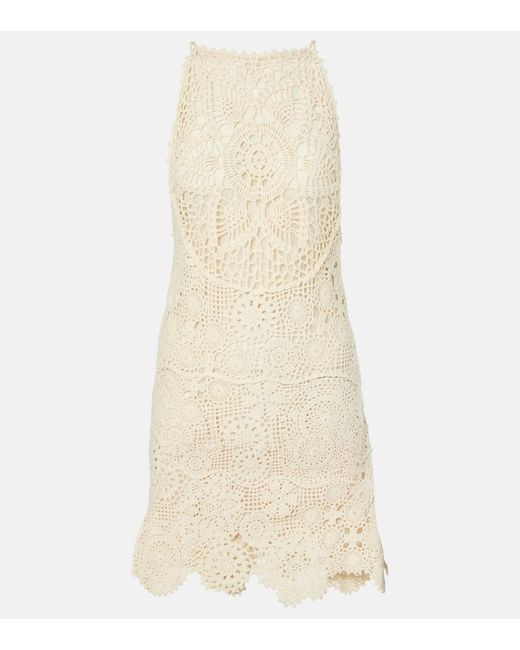 Staud Natural Mini Whimsy Crochet Cotton Minidress