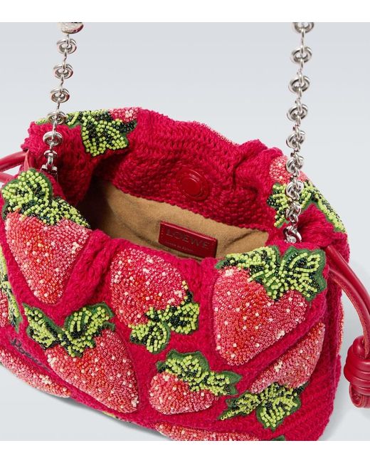 Loewe Red Paula's Ibiza Flamenco Mini Beaded Clutch for men