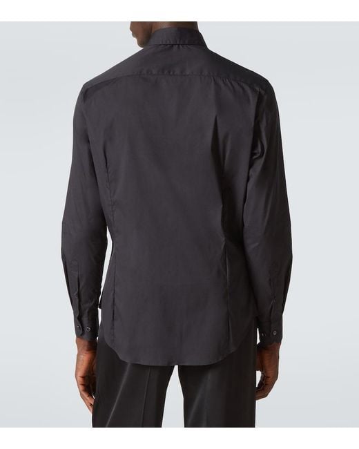 Giorgio Armani Blue Cotton-Blend Poplin Shirt for men