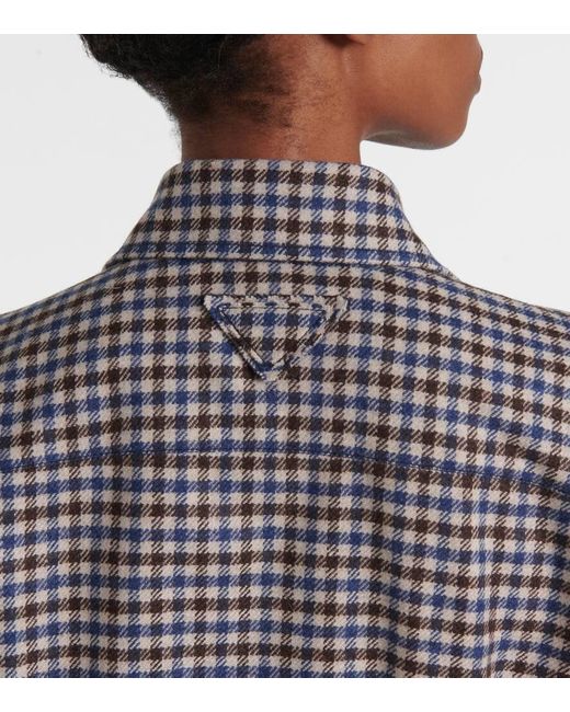 Prada Gray Checked Wool Shirt