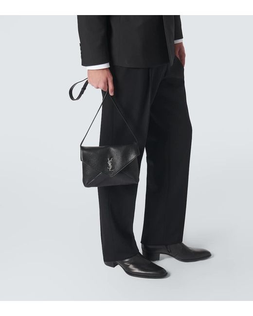 Saint Laurent White Cassandre Envelope Leather Messenger Bag for men