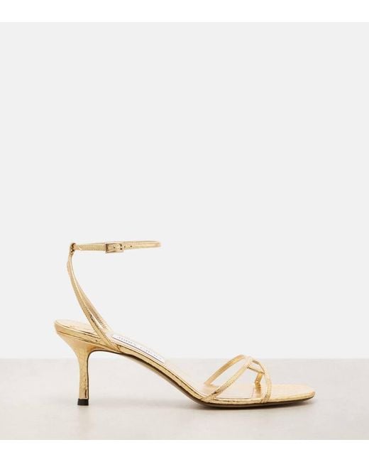 Jimmy Choo Natural 1998 Leo 65 Metallic Leather Sandals
