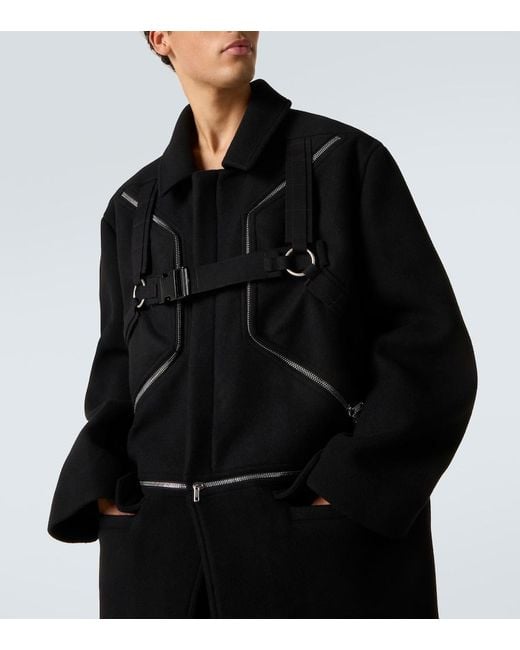 Rick Owens Black Virgin Wool Coat for men