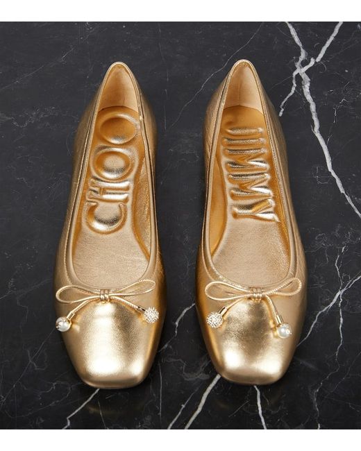 Jimmy Choo Natural Ballerinas Elme Aus Metallic-Leder