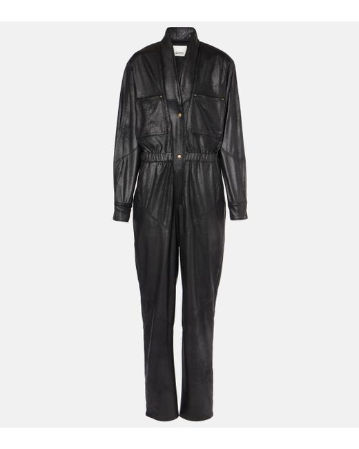 Isabel Marant Black Faux Leather Jumpsuit