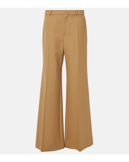Chloé Natural Wool Grain De Poudre Flared Pants