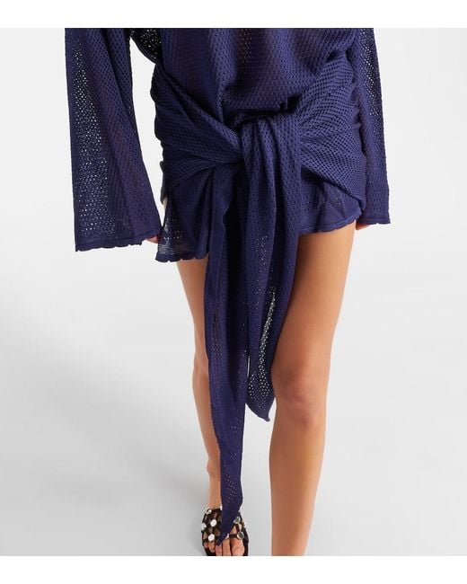 The Attico Blue Open-Knit Minidress