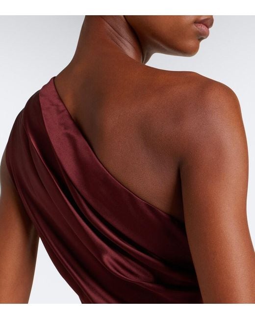 The Sei Purple Draped One-Shoulder Silk Satin Gown