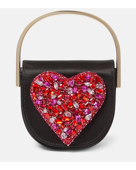 Aquazzura Red Love Me Micro Embellished Tote Bag