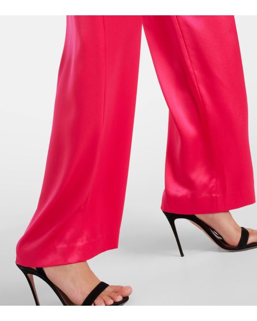 The Sei Red High-rise Silk Wide-leg Pants