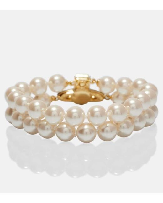 Vivienne Westwood Metallic Graziella Embellished Faux Pearl Bracelet