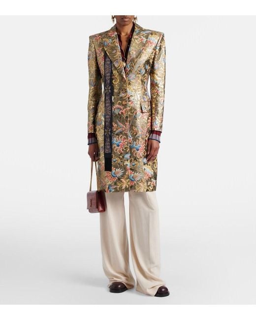 Etro Natural Printed Lame Coat