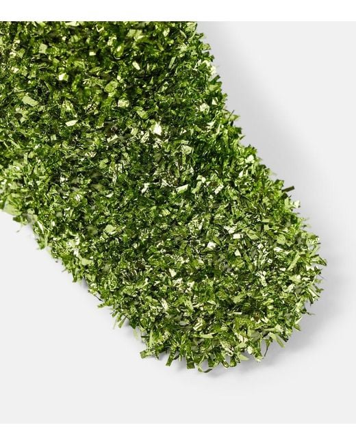 Dries Van Noten Green 105 Glitter Metallic Wedge Mules