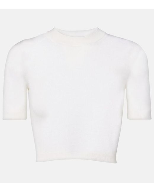 Alaïa White Cropped Cashmere Top