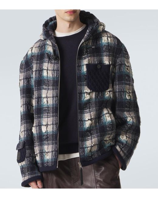 Loewe Gray Plaid Wool And Linen Jacket for men