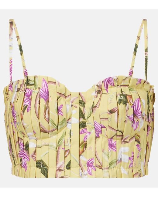 Agua Bendita Metallic Morgina Floral Cotton Bustier