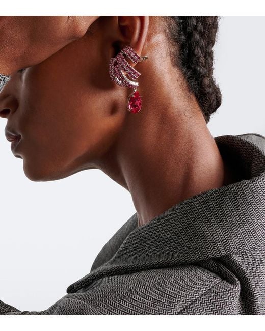 Magda Butrym Pink Crystal-Embellished Drop Earrings