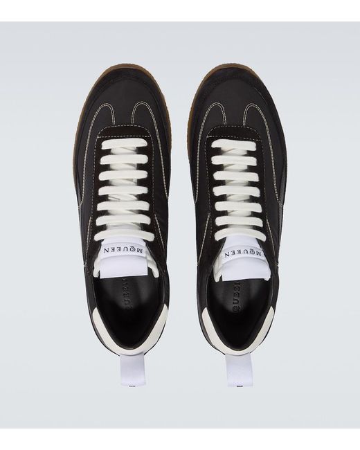 McQueen Black Ec1 Suede-Trimmed Sneakers for men