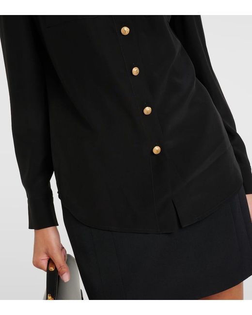 Camisa de crepe de china de seda Balmain de color Black