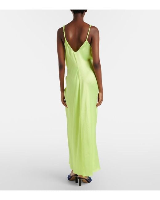 J.W. Anderson Green Gathered Silk Midi Dress