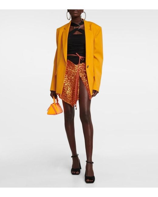 The Attico Orange Wrap-Around Waist Miniskirt