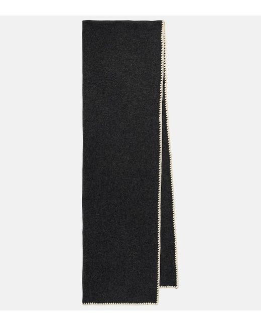 Totême  Black Embroidered Wool And Cashmere Scarf