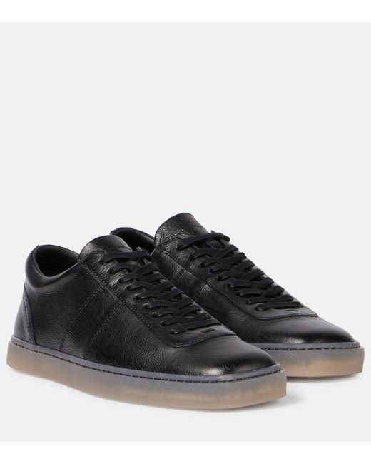 Lemaire Black Linoleum Leather Low-Top Sneakers