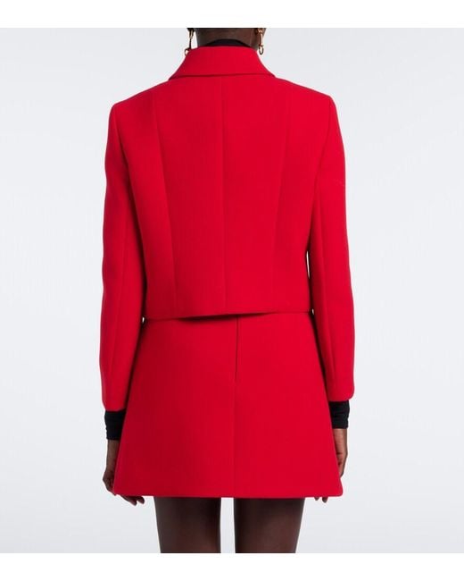 Gucci Red Double G Cropped Wool Crepe Jacket