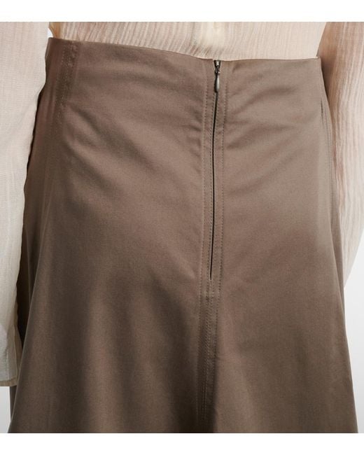 Proenza Schouler Brown Janan Cotton-Blend Sateen Midi Skirt