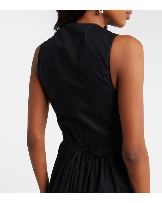 Faithfull The Brand Black Fiora Lace-Trimmed Cotton Maxi Dress