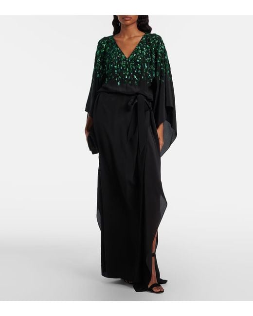 Roberto Cavalli Black Sequined Silk Gown