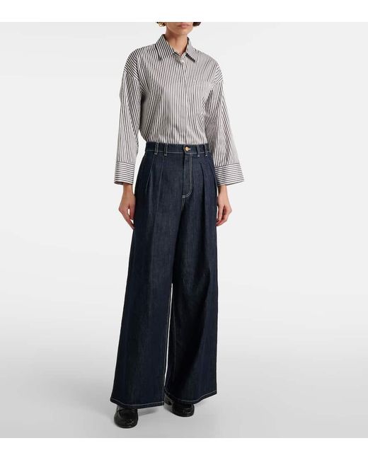 Max Mara Blue Weite High-Rise-Hose