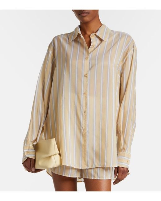 Frankie Shop Natural Peri Striped Twill Shirt