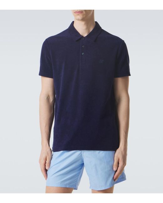 Vilebrequin Blue Cotton-Blend Terry Polo Shirt for men
