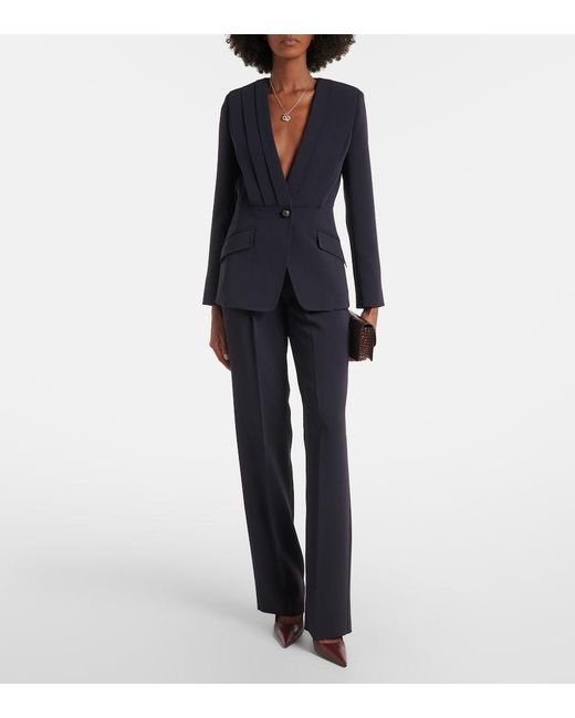 Max Mara Blue Pleated Cady Blazer