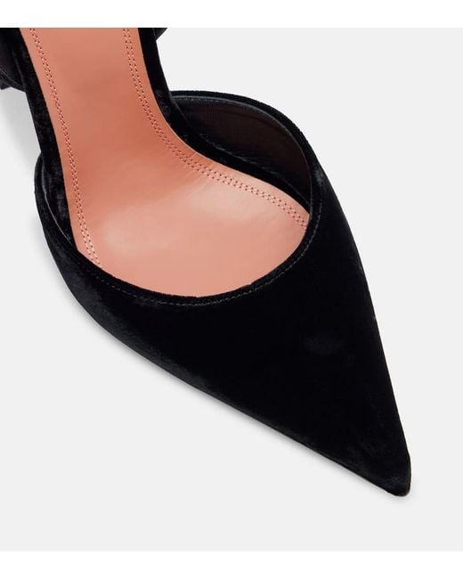 AMINA MUADDI Black Holli 95 Velvet Slingback Pumps
