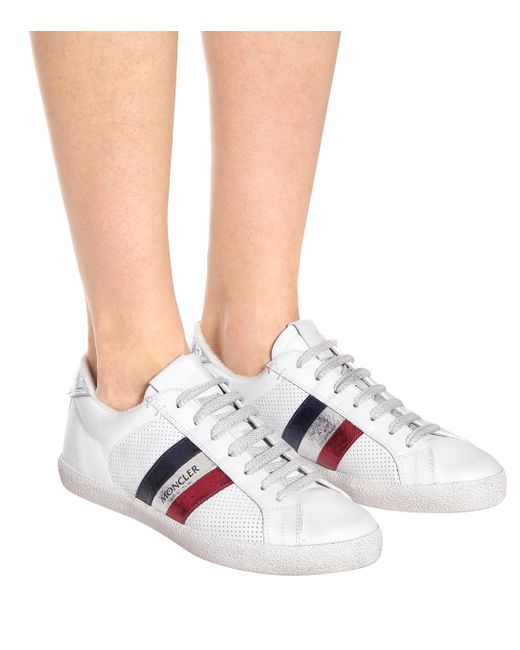 Moncler Ryegrass Leather Sneakers in White | Lyst