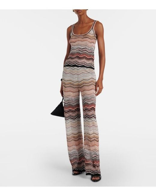 Missoni Multicolor Zigzag Lame Wide-Leg Pants