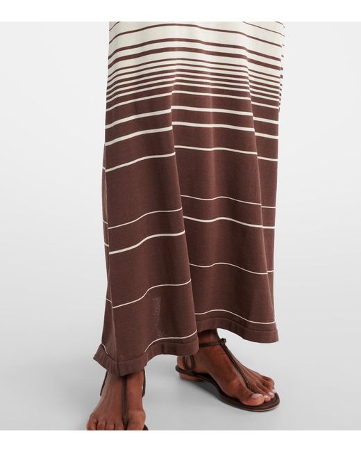 Faithfull The Brand Purple Idun Striped Cotton-Blend Maxi Dress