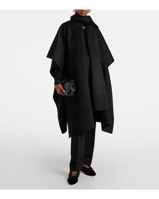 Totême Black Shearling-Edge Flannel Ballet Flats