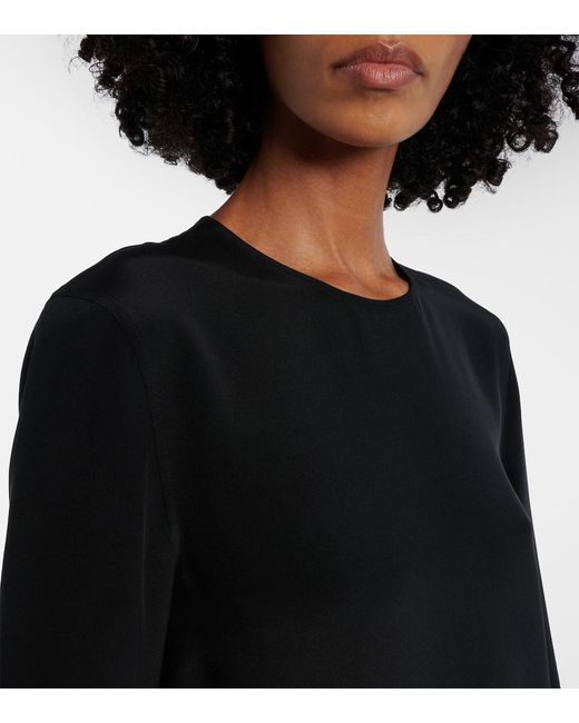 Totême Black Petal Silk-Trimmed Maxi Dress