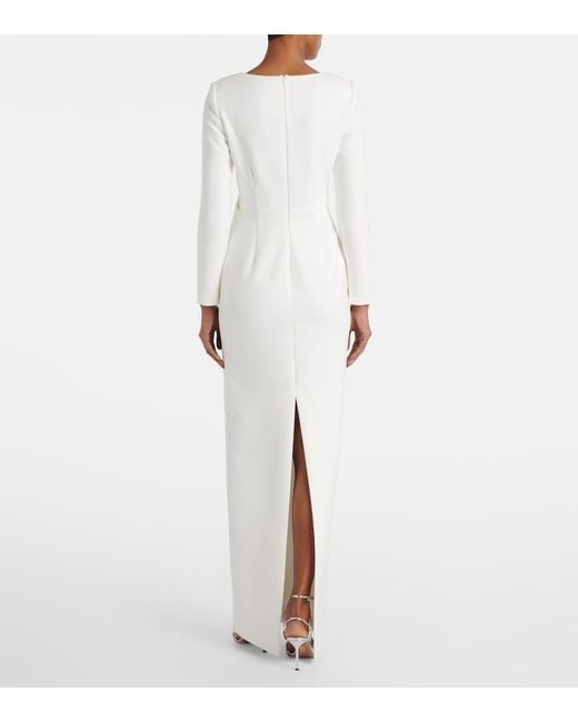 Roland Mouret White Bridal Floral-Applique Cady Gown