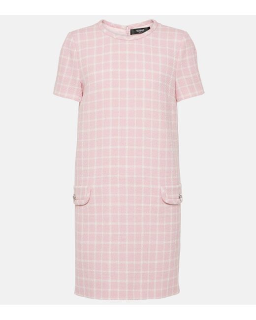 Robe Contrasto en tweed de laine melangee Versace en coloris Pink