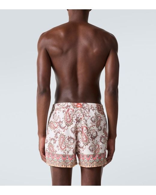 Etro Pink Paisley Swim Trunks for men