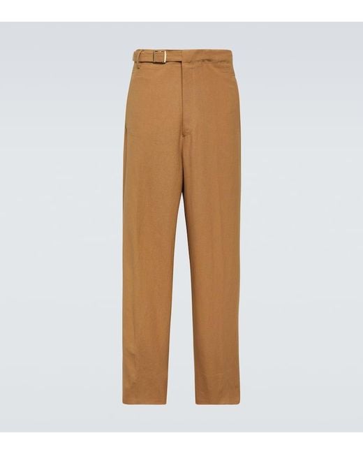 Pantalones anchos de lino Oasi Zegna de hombre de color Natural